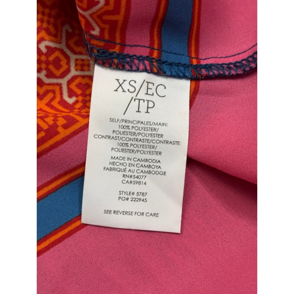 Cabi 5787 Tile Print Bow Shoulder Tank Top Teal Orange Pink Womens XS - Picture 5 of 6
